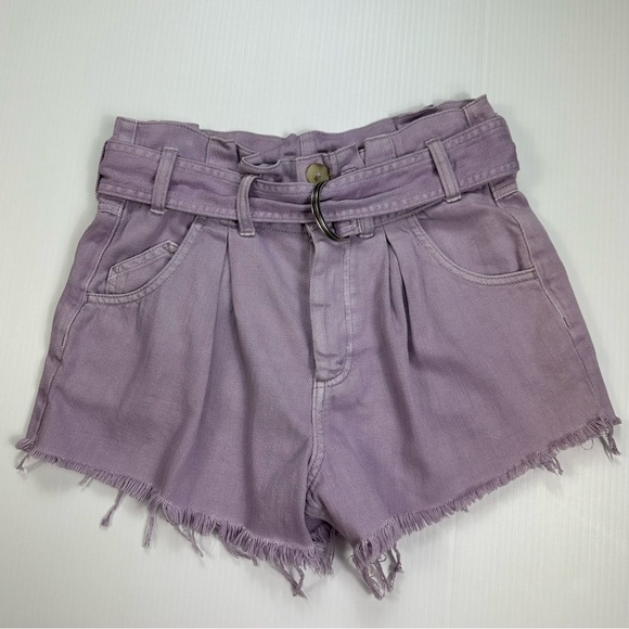 We The Free Pants - We the Free Sz XS Shorts Purple Paper Bag Belted Ram Hem